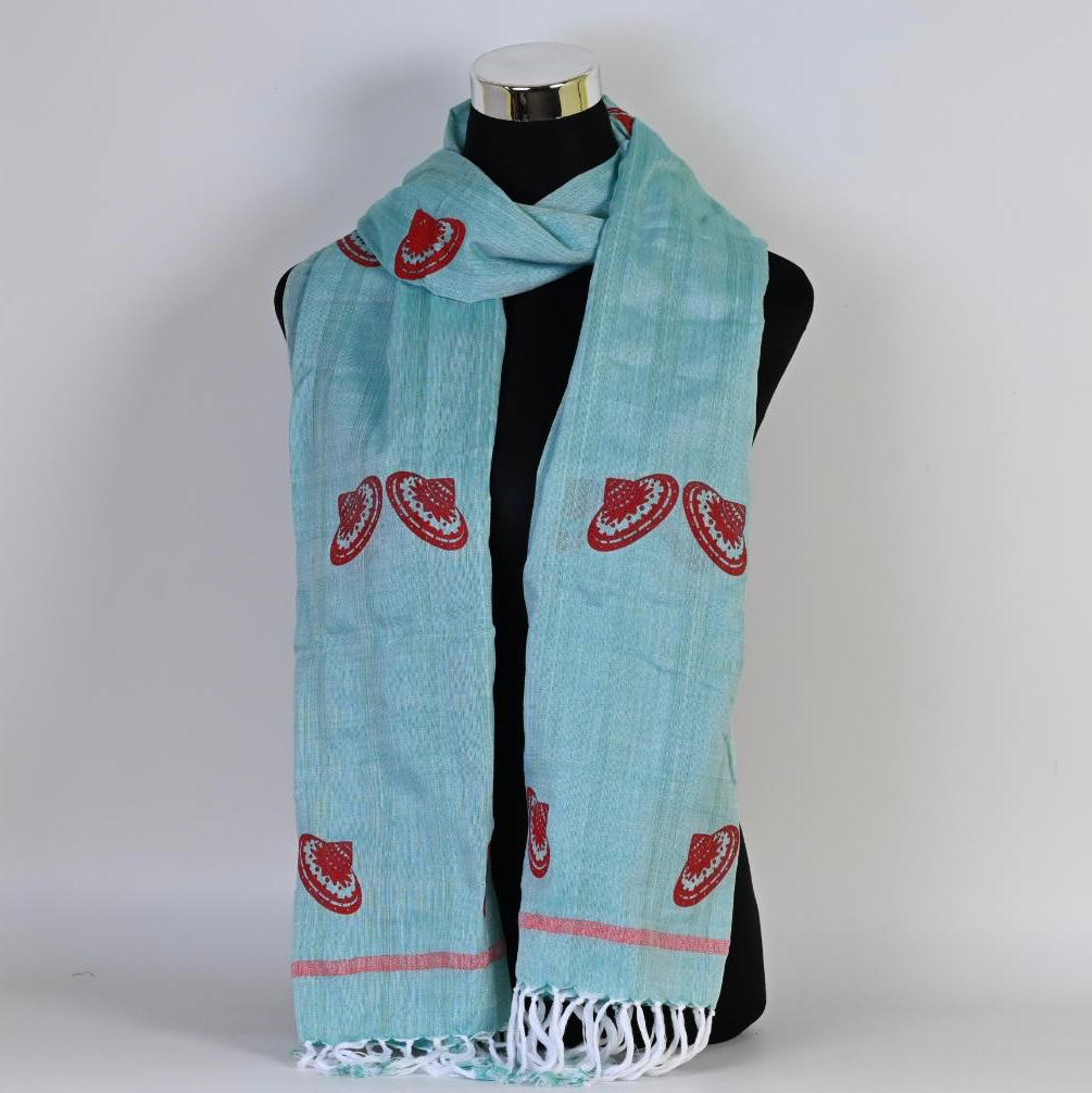 Hand-Woven Cotton Stole With Assamese Motifs